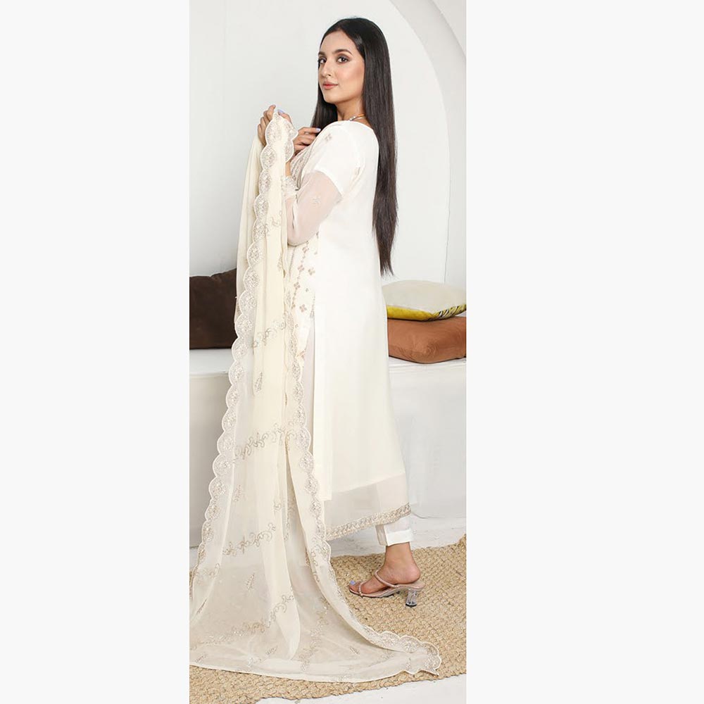 Bin Hameed Hoorain Luxury Chiffon Embroidered 3pcs Suit - 3, Women, 3Pcs Shalwar Suit, Tawakkal Fabrics, Chase Value