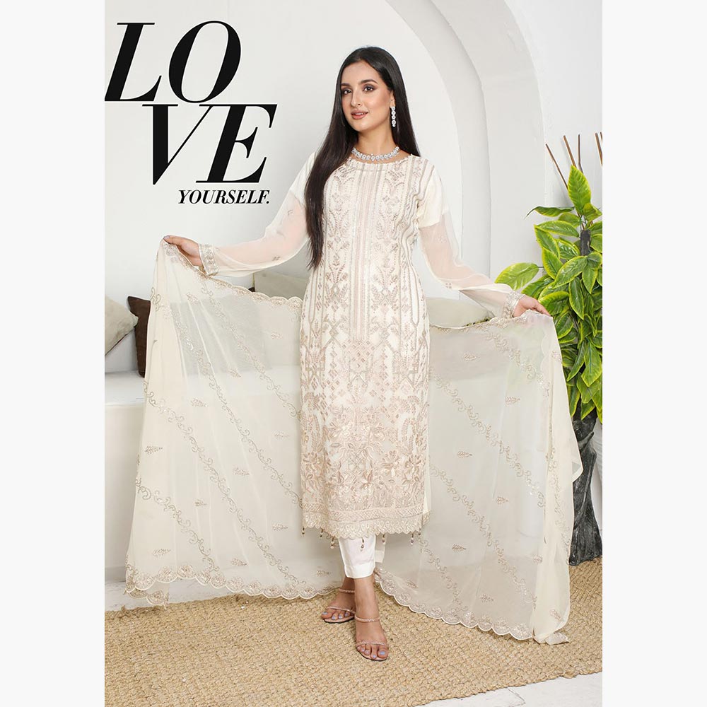 Bin Hameed Hoorain Luxury Chiffon Embroidered 3pcs Suit - 3, Women, 3Pcs Shalwar Suit, Tawakkal Fabrics, Chase Value