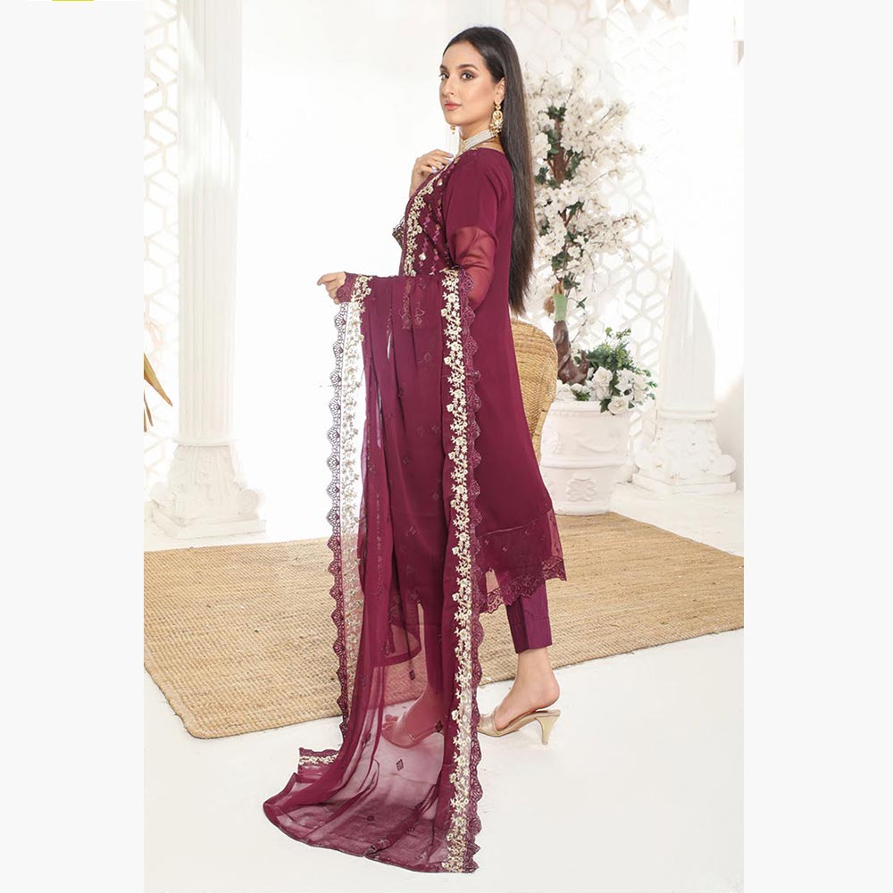 Bin Hameed Hoorain Luxury Chiffon Embroidered 3pcs Suit - 10, Women, 3Pcs Shalwar Suit, Tawakkal Fabrics, Chase Value