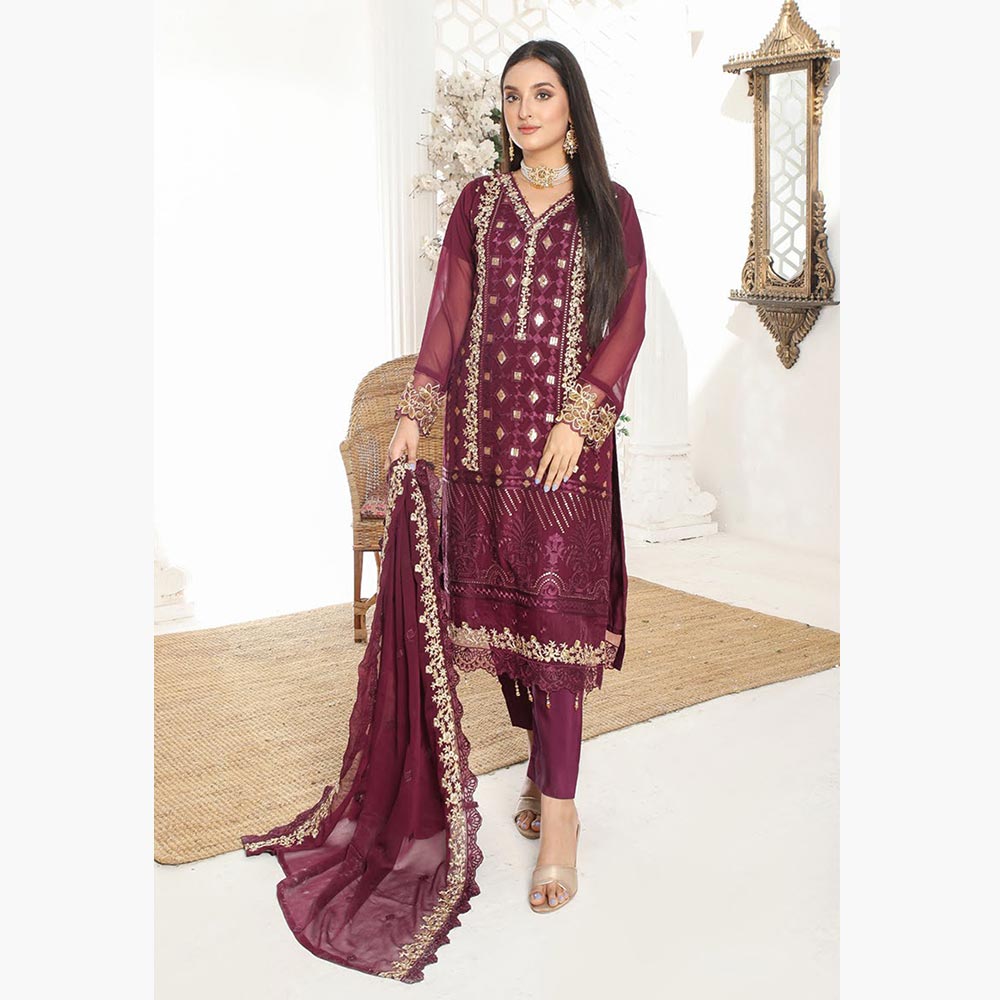 Bin Hameed Hoorain Luxury Chiffon Embroidered 3pcs Suit - 10, Women, 3Pcs Shalwar Suit, Tawakkal Fabrics, Chase Value