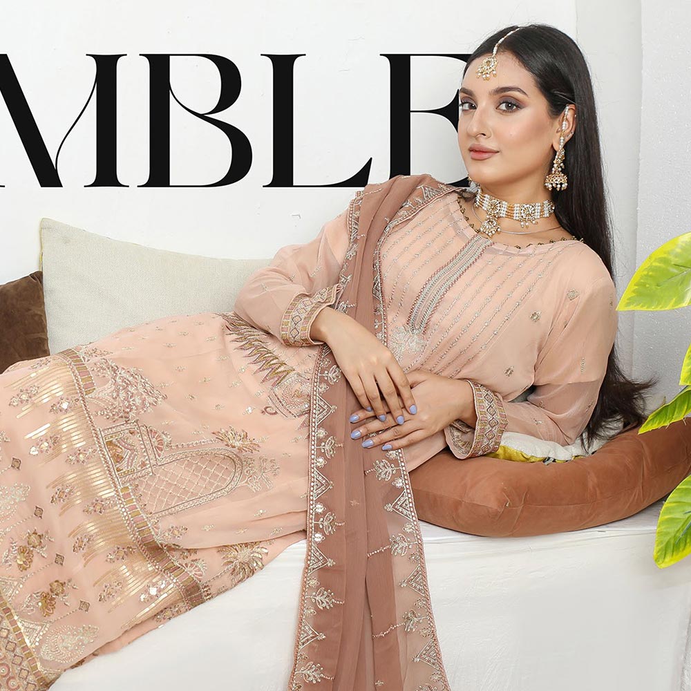 Bin Hameed Hoorain Luxury Chiffon Embroidered 3pcs Suit - 7, Women, 3Pcs Shalwar Suit, Tawakkal Fabrics, Chase Value