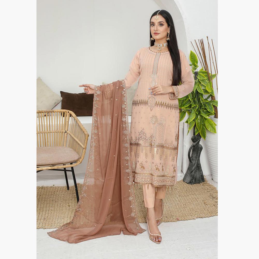 Bin Hameed Hoorain Luxury Chiffon Embroidered 3pcs Suit - 7, Women, 3Pcs Shalwar Suit, Tawakkal Fabrics, Chase Value