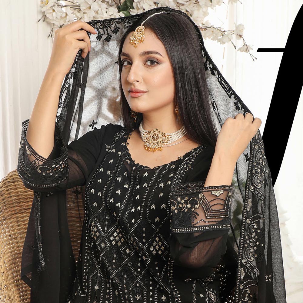 Bin Hameed Hoorain Luxury Chiffon Embroidered 3pcs Suit - 8, Women, 3Pcs Shalwar Suit, Tawakkal Fabrics, Chase Value