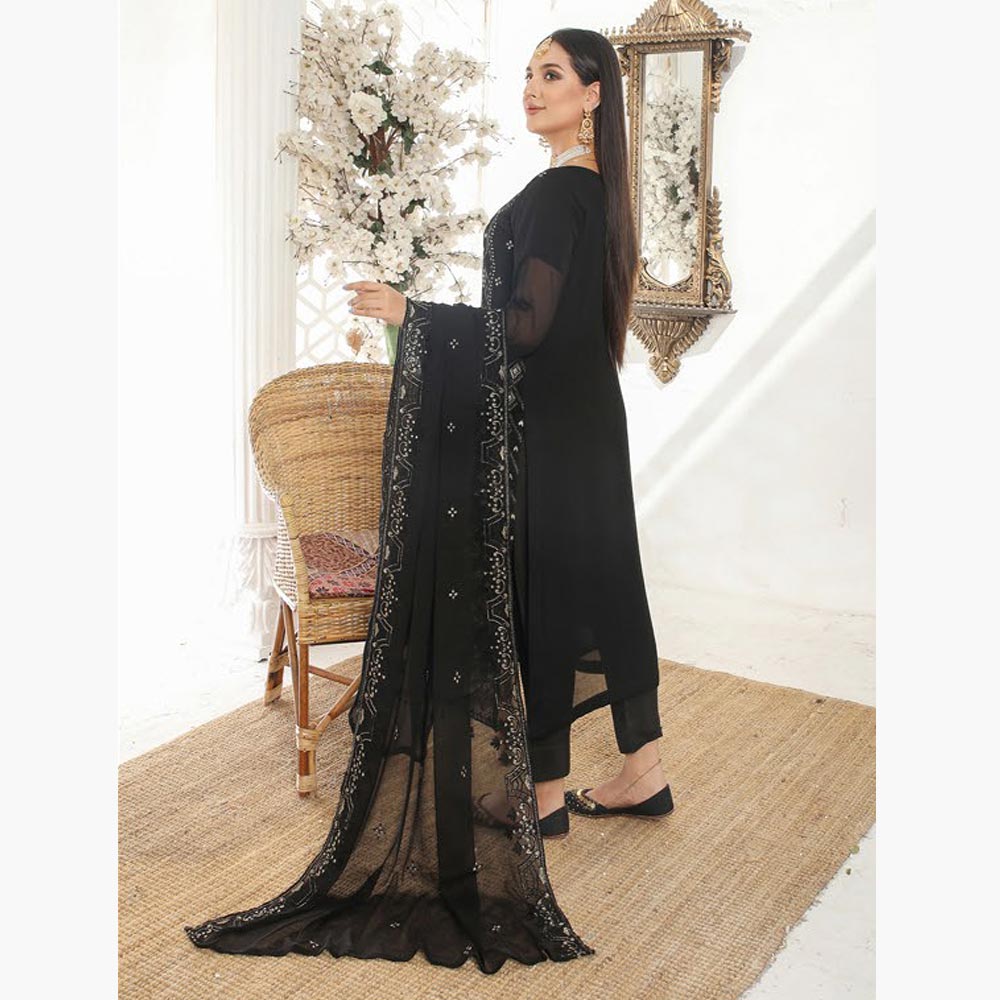 Bin Hameed Hoorain Luxury Chiffon Embroidered 3pcs Suit - 8, Women, 3Pcs Shalwar Suit, Tawakkal Fabrics, Chase Value
