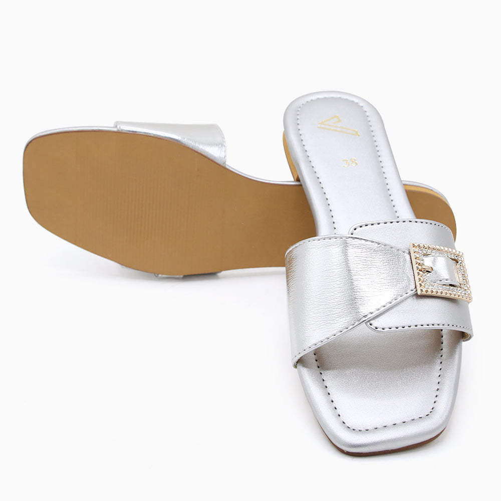 Women's Slipper - Silver, Women Slippers, Chase Value, Chase Value