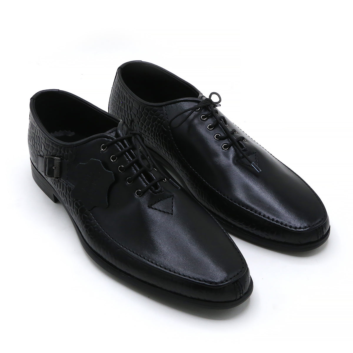 Eminent Croc Texture Formal Lace Up Shoes - Black, Men's Formal Shoes, Eminent, Chase Value