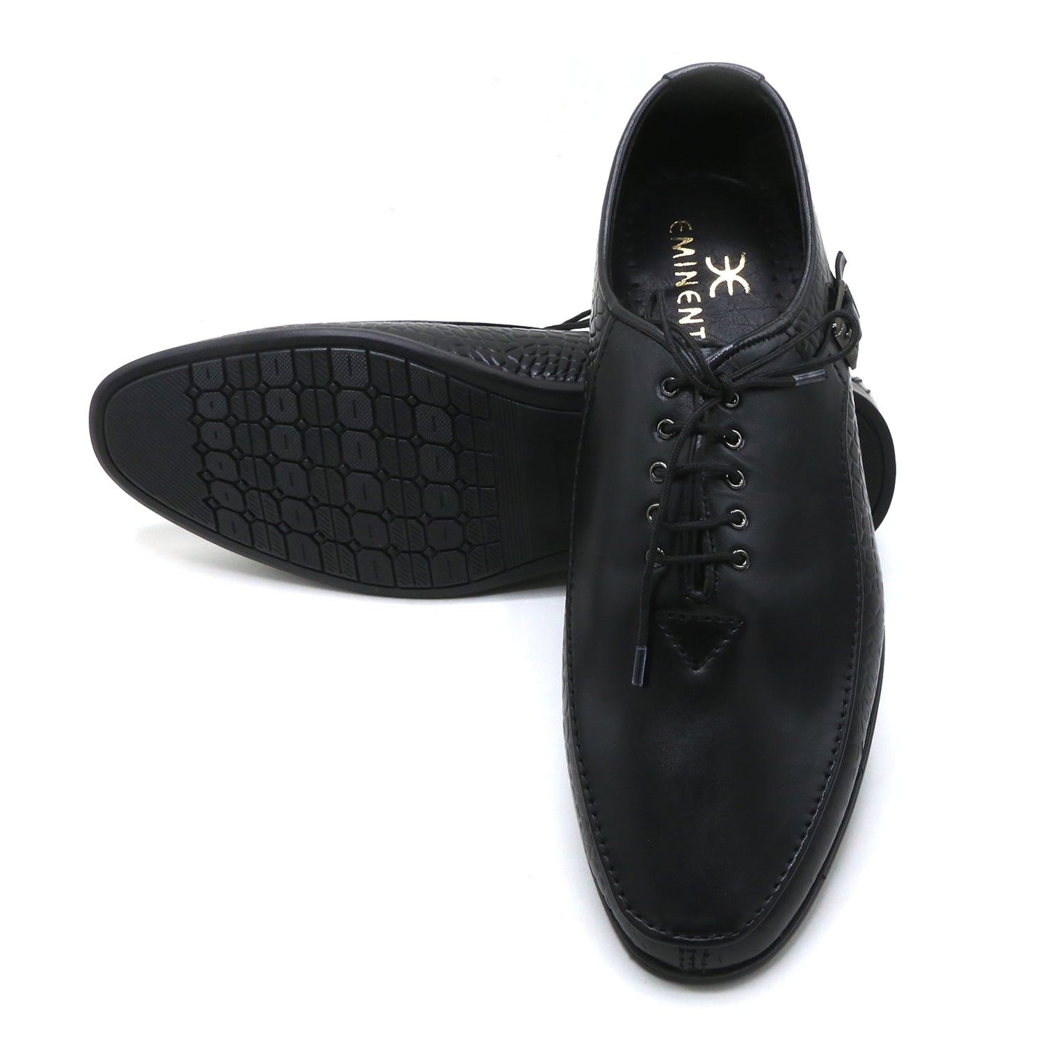 Eminent Croc Texture Formal Lace Up Shoes - Black, Men's Formal Shoes, Eminent, Chase Value