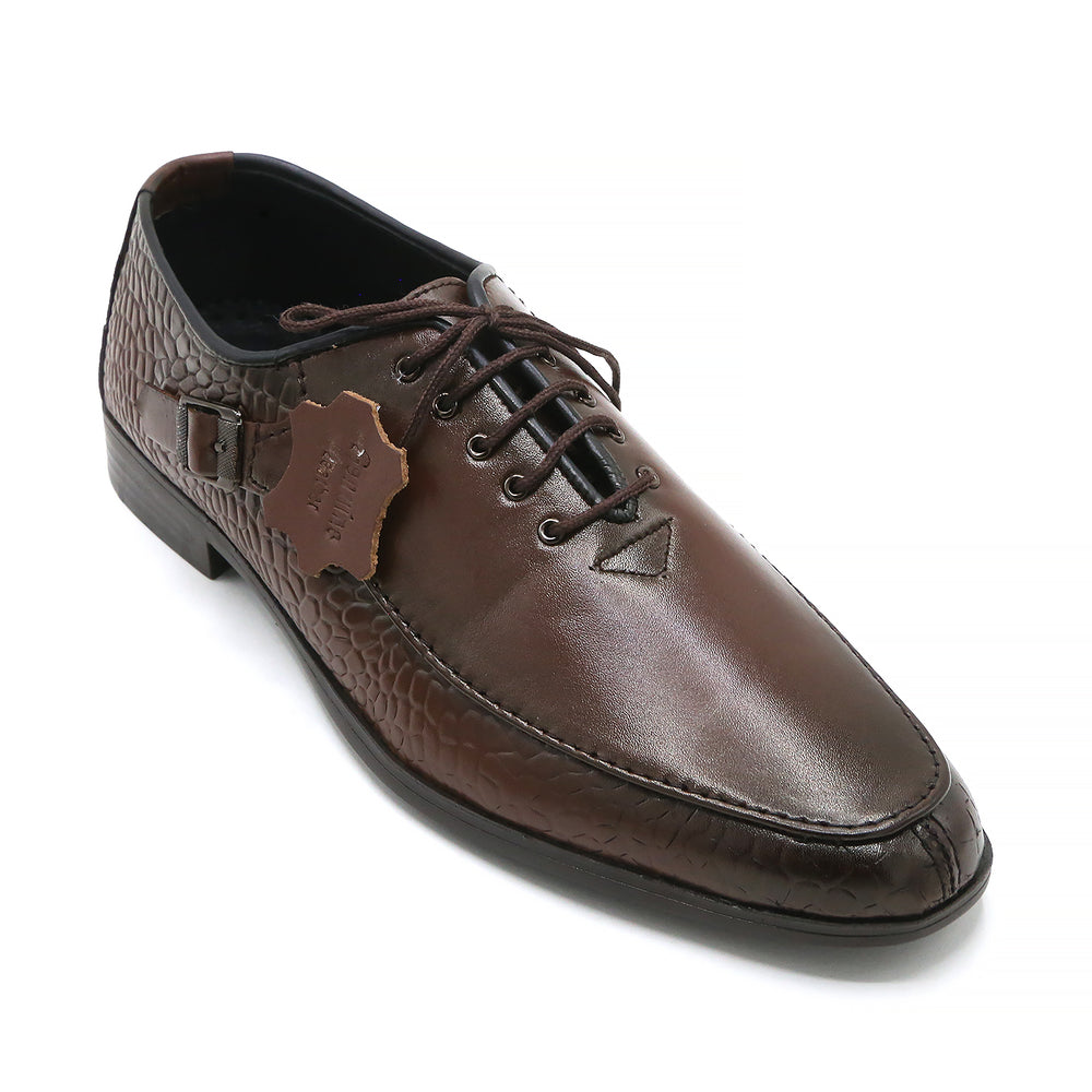 Eminent Croc Texture Formal Lace Up Shoes - Mustard, Men's Formal Shoes, Eminent, Chase Value