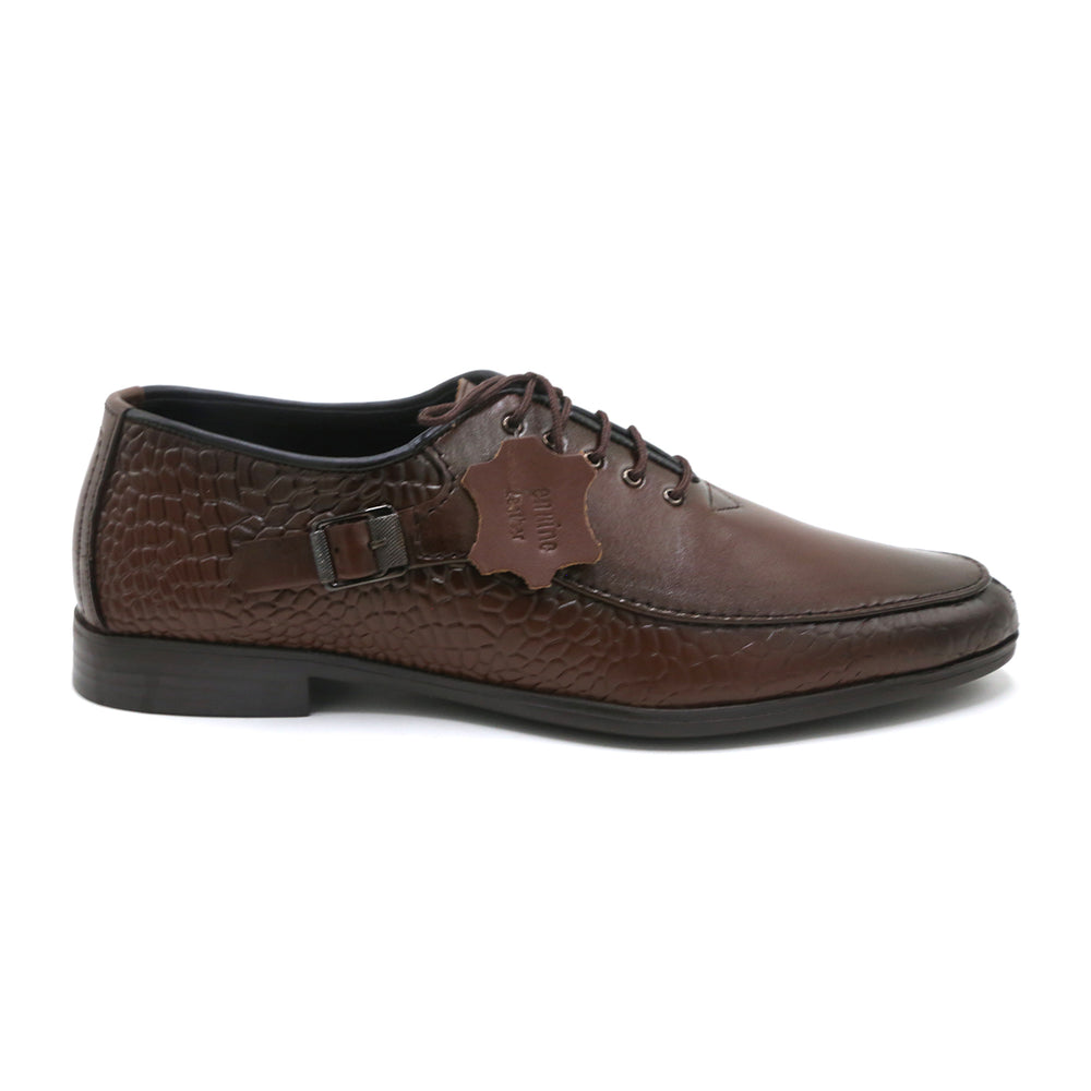 Eminent Croc Texture Formal Lace Up Shoes - Mustard, Men's Formal Shoes, Eminent, Chase Value