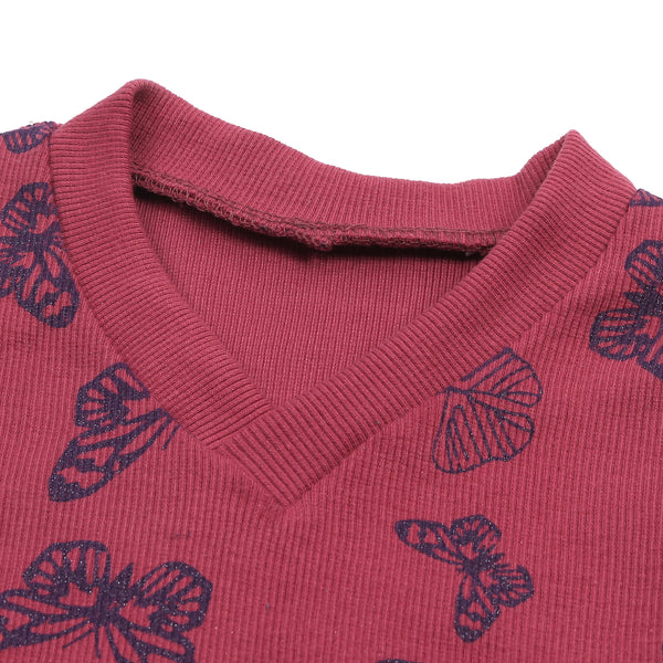 Girls Sleeveless Sweaters - Dark Pink