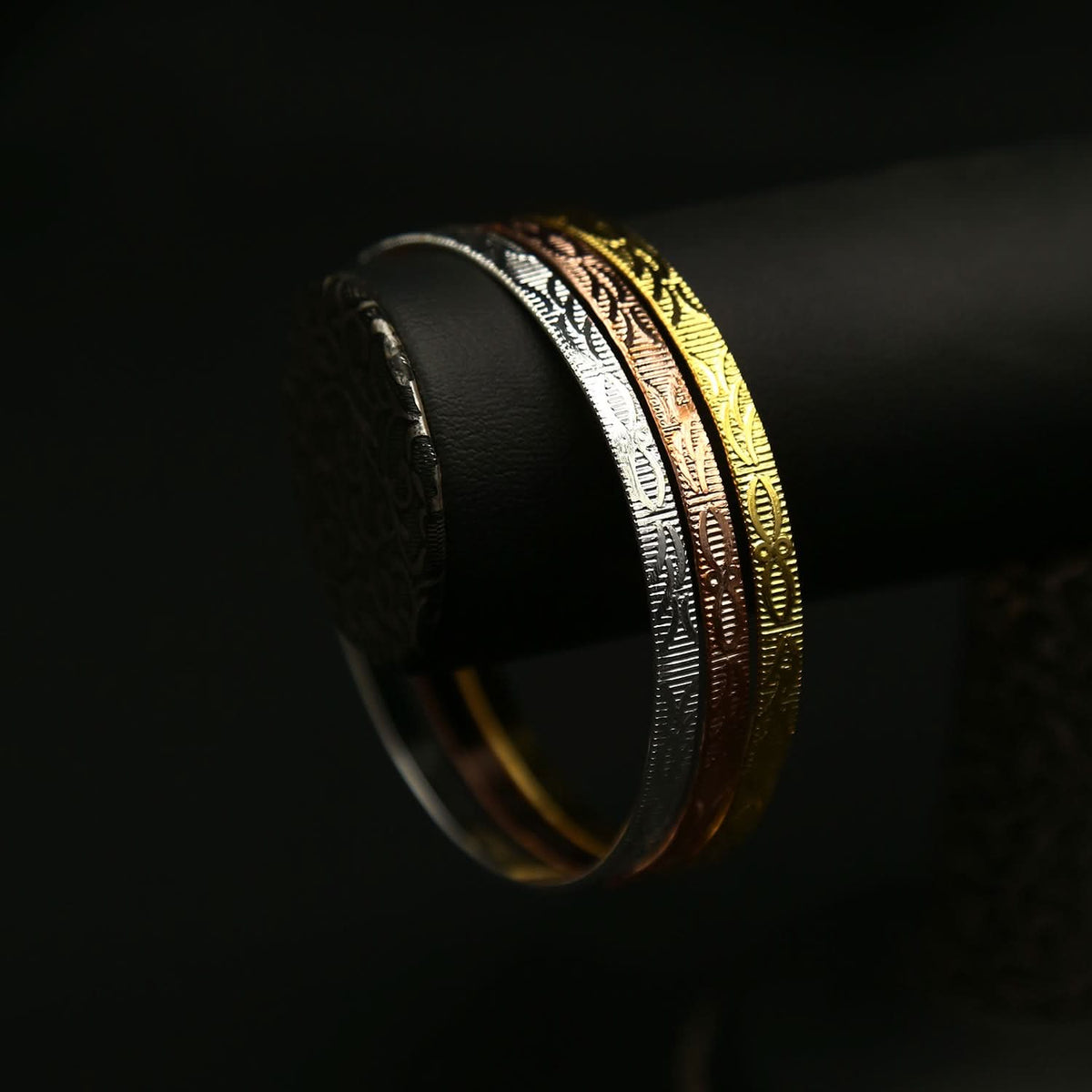 Women's Bangle 3 Tone - Golden, Women Bangles & Bracelets, Chase Value, Chase Value