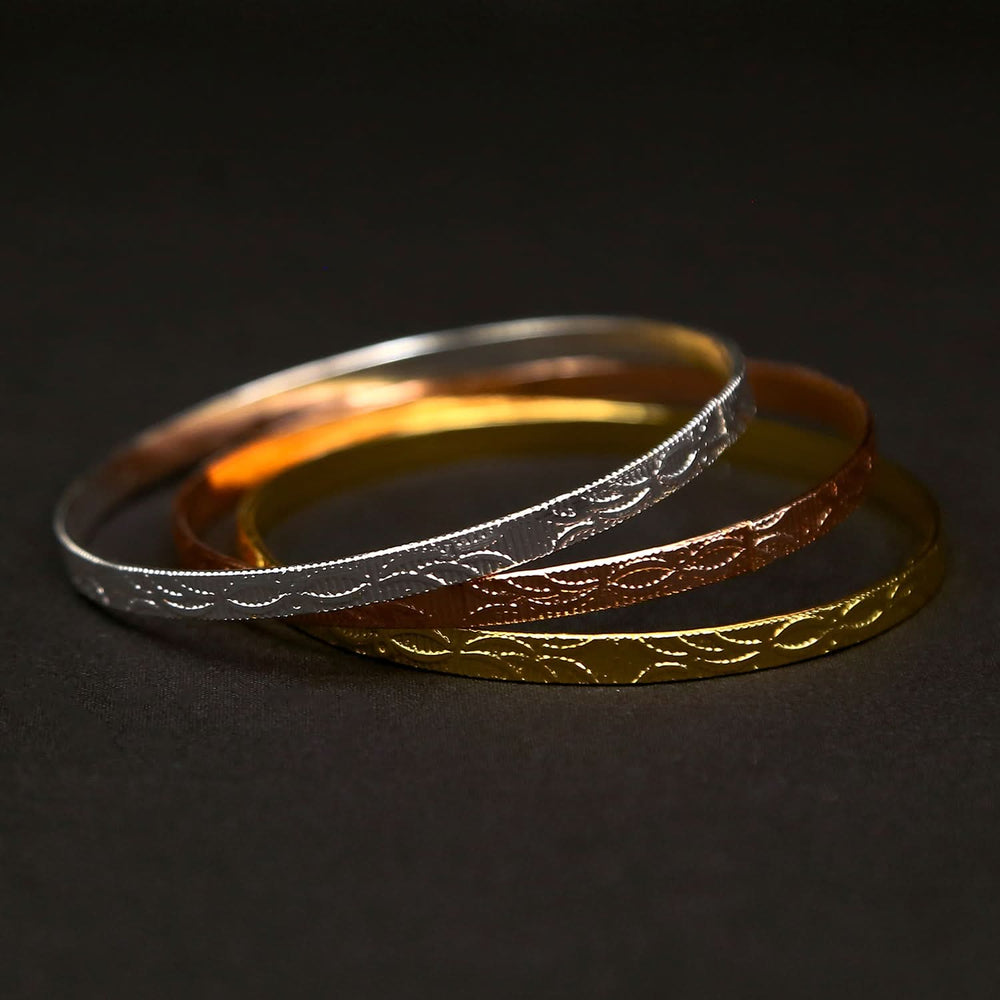 Women's Bangle 3 Tone - Golden, Women Bangles & Bracelets, Chase Value, Chase Value