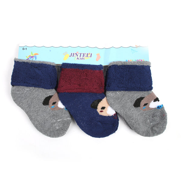 Newborn 3Pc Winter Socks - Multi Color