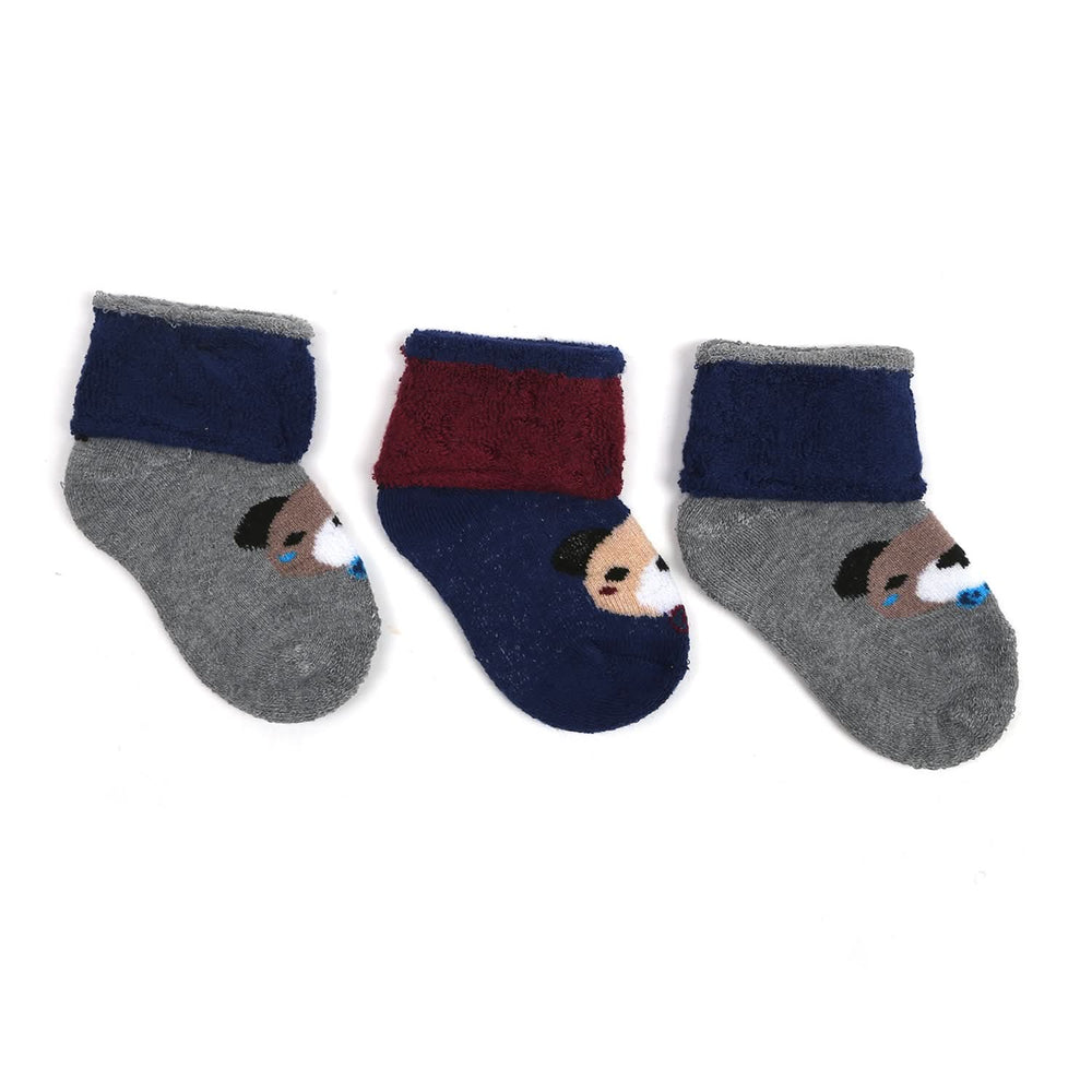 Newborn 3Pc Winter Socks - Multi Color, Newborn Caps, Shoes & Socks, Chase Value, Chase Value