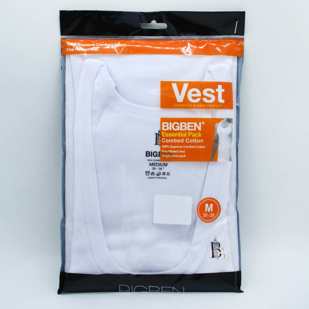 Bigben Rib Sando Vest - White, Men's Vest, Bigben, Chase Value