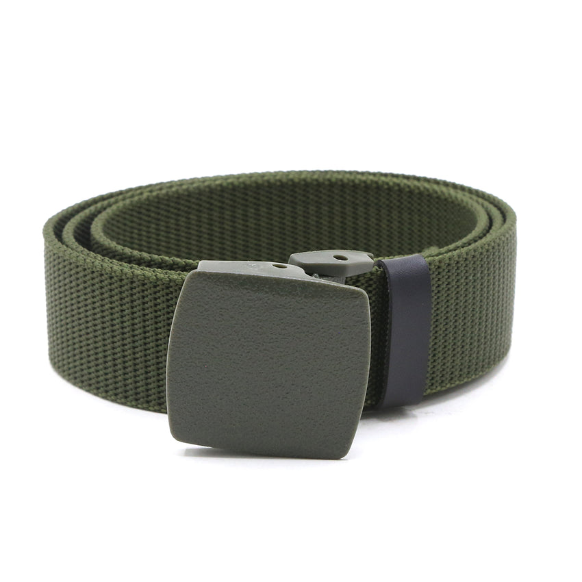 Canvas Belt With Plastic Lock - Olive