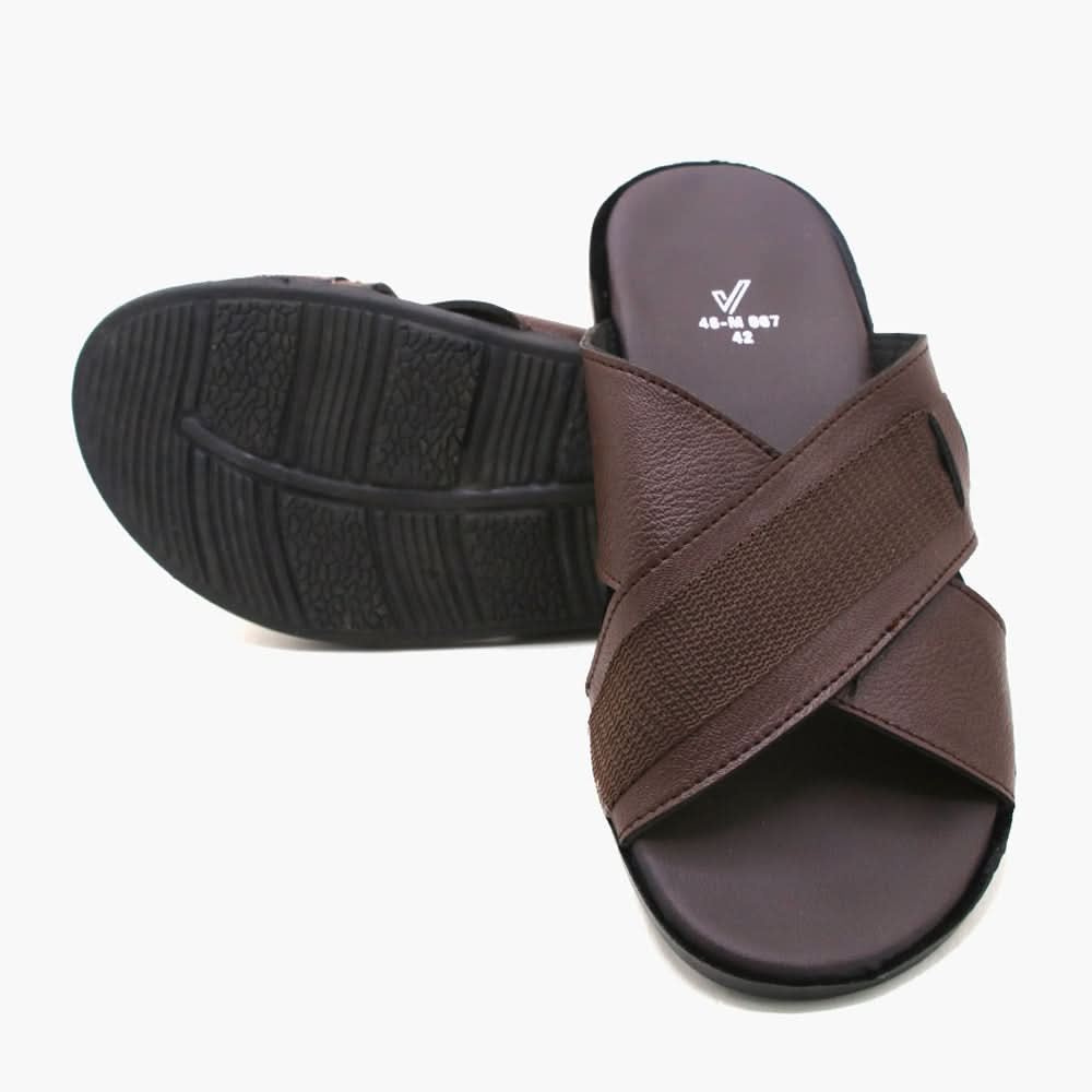 Men's Casual Slippers - Brown, Men's Slippers, Chase Value, Chase Value