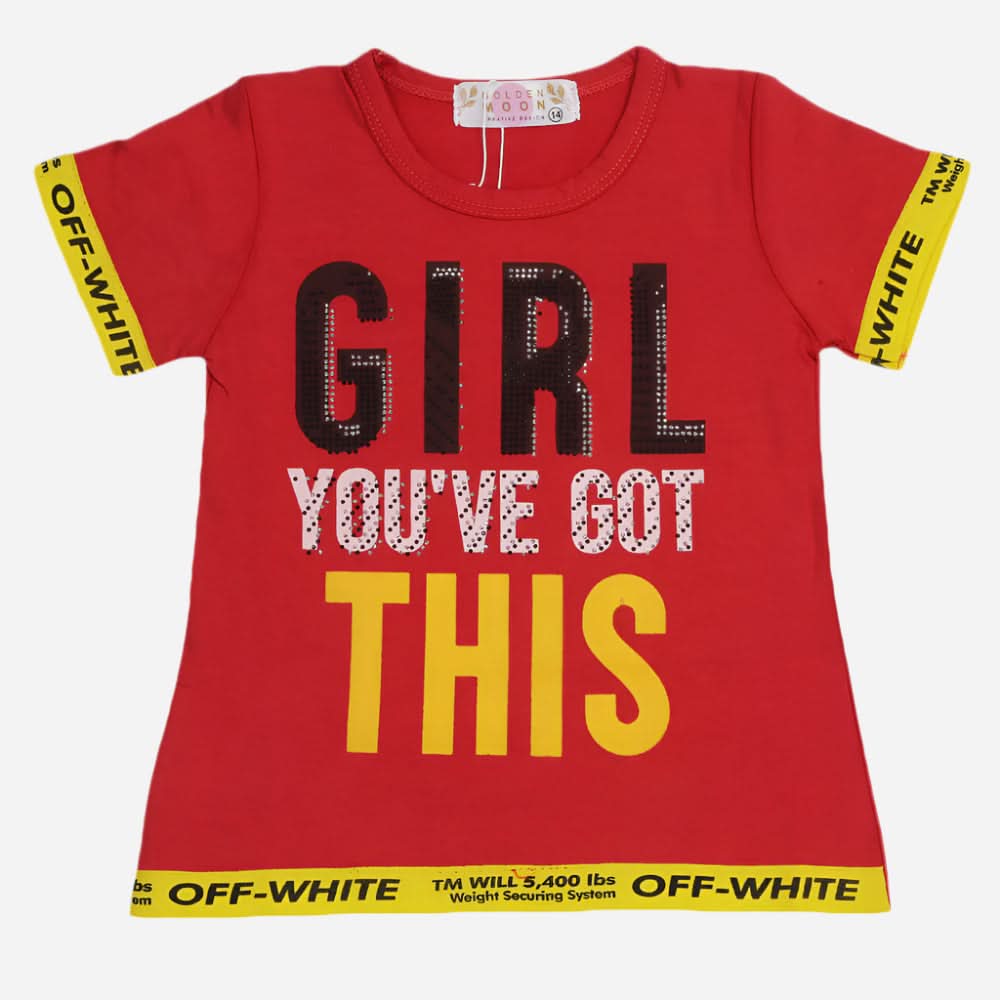 Girls Half Sleeves T-Shirts - Red, Girls T-Shirts, Chase Value, Chase Value