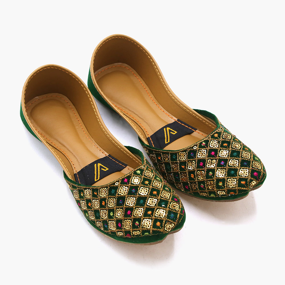 Women's Khussa - Green, Women Khussa, Chase Value, Chase Value