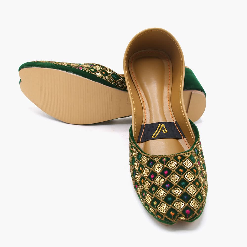 Women's Khussa - Green, Women Khussa, Chase Value, Chase Value
