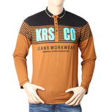 Men's Full Sleeves Polo T-Shirt - Brown, Men, T-Shirts And Polos, Chase Value, Chase Value