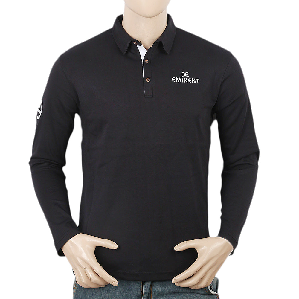 Men's Eminent Full Sleeves Polo T-Shirt - Black, Men, T-Shirts And Polos, Eminent, Chase Value