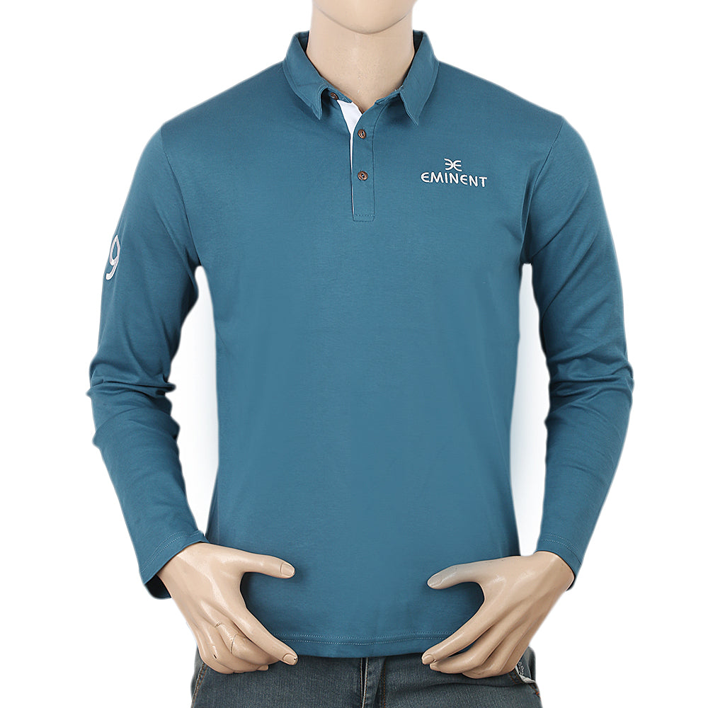 Men's Eminent Full Sleeves Polo T-Shirt - Steel Blue, Men, T-Shirts And Polos, Eminent, Chase Value