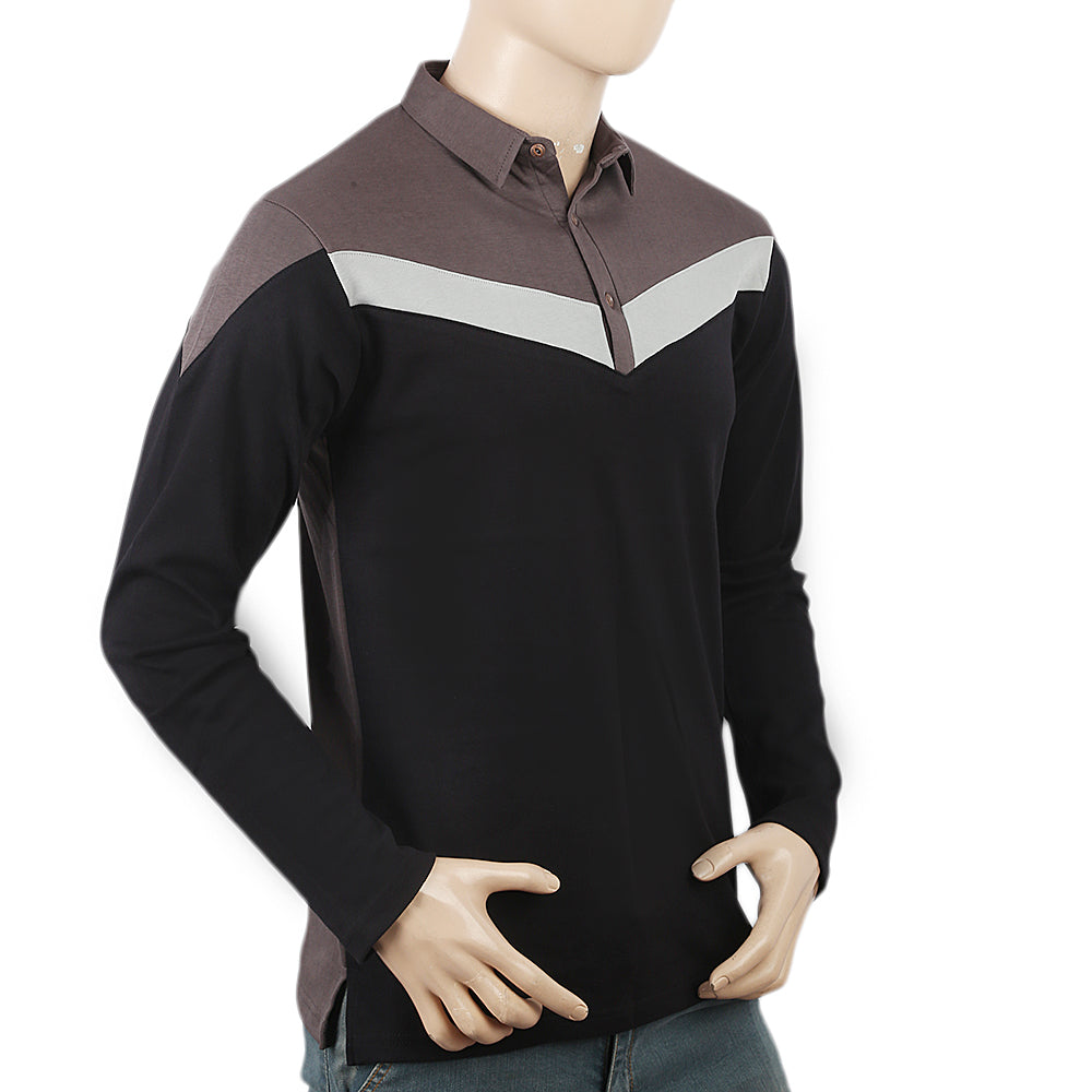 Men's Eminent Full Sleeves Polo T-Shirt - Black, Men, T-Shirts And Polos, Eminent, Chase Value