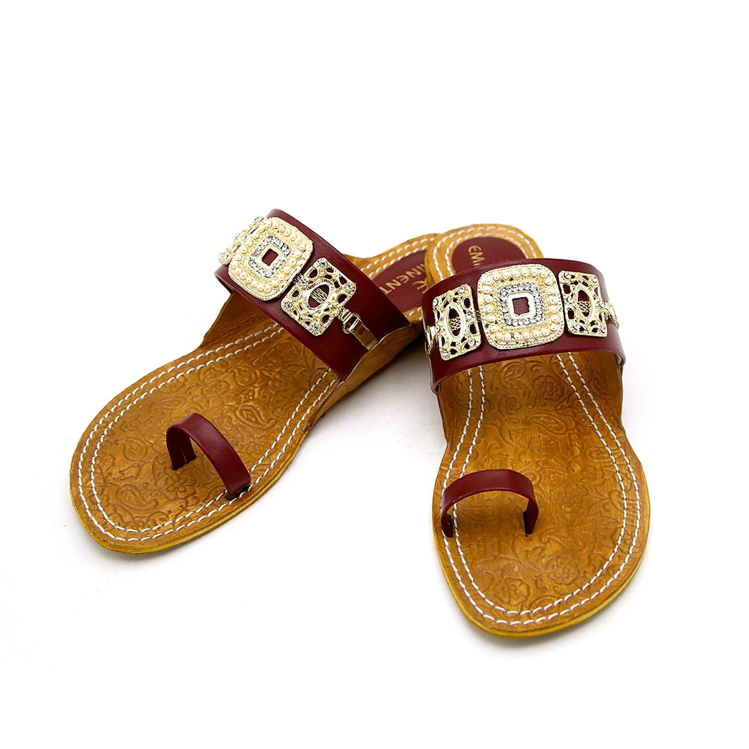 Eminent Women's Leather Kolhapuri  - Maroon, Women Slippers, Eminent, Chase Value