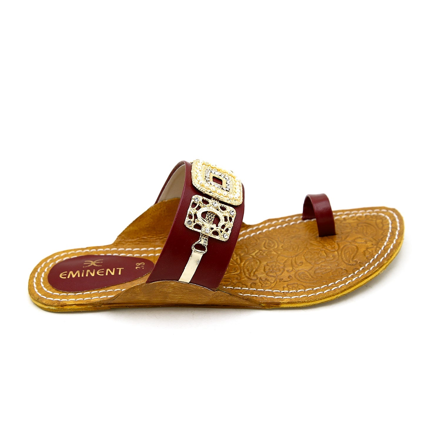 Eminent Women's Leather Kolhapuri  - Maroon, Women Slippers, Eminent, Chase Value