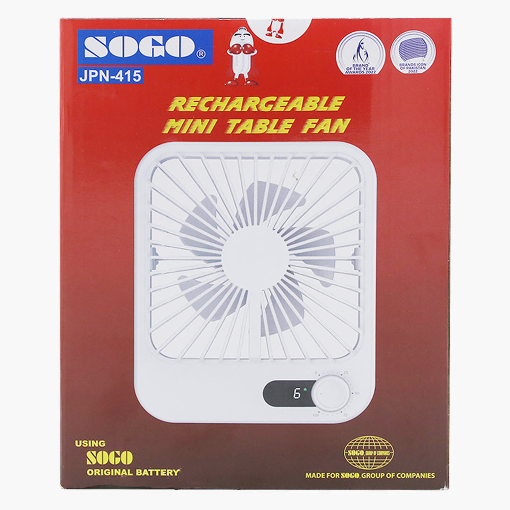 Sogo Rechargeable Mini Table Fan JPN-415, Rechargeable Fan, Sogo, Chase Value