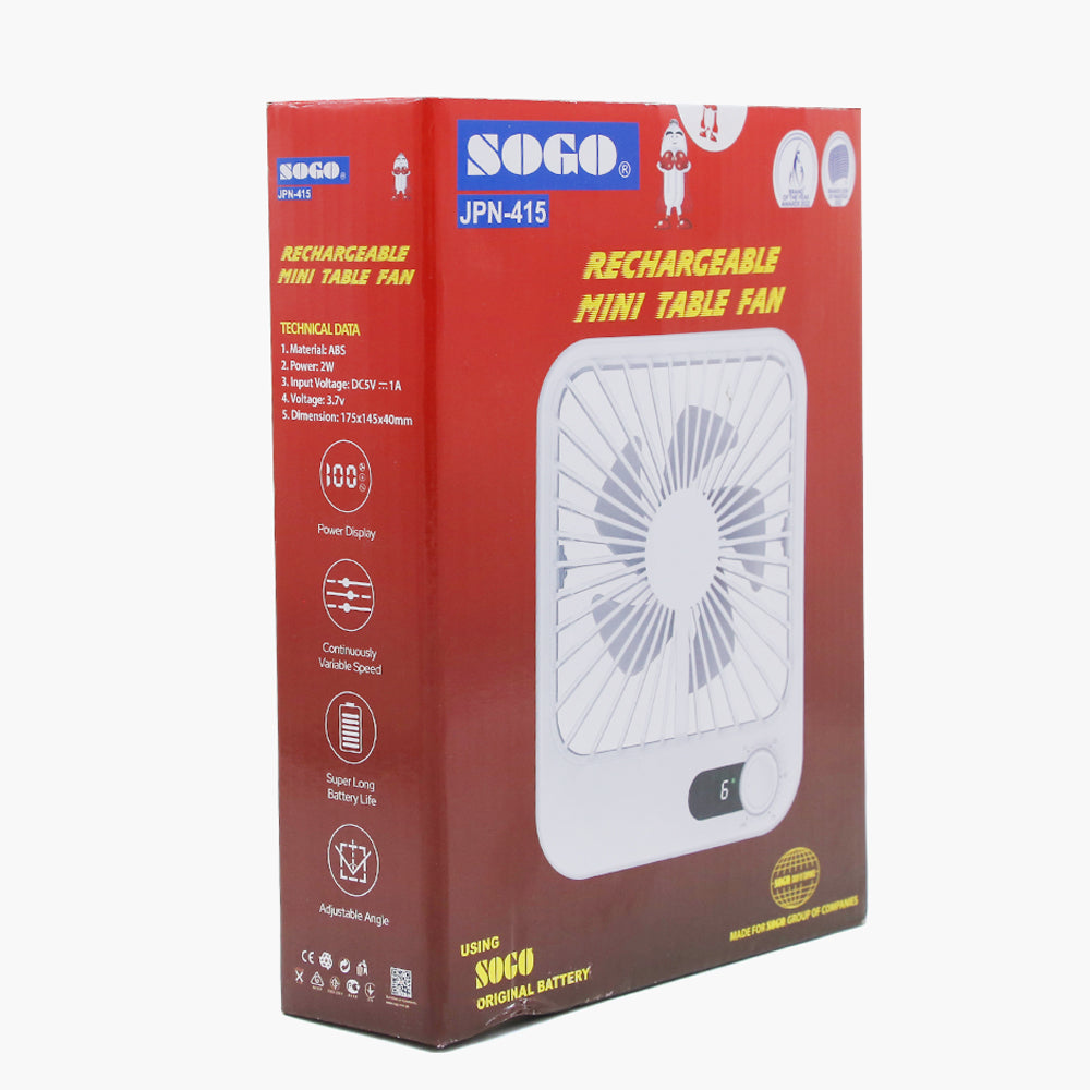Sogo Rechargeable Mini Table Fan JPN-415, Rechargeable Fan, Sogo, Chase Value