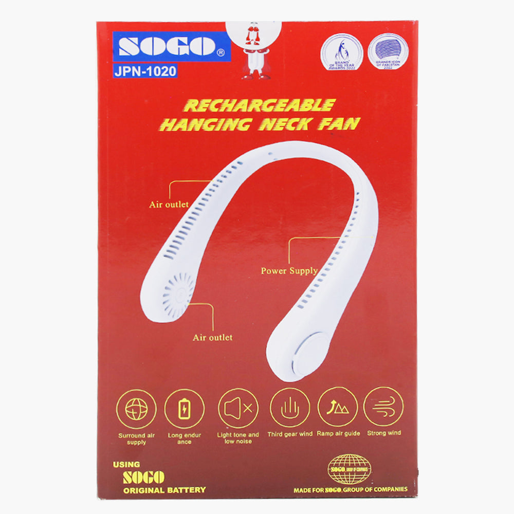 Sogo Rechargeable Hanging Neck Fan JPN-1020, Rechargeable Fan, Sogo, Chase Value