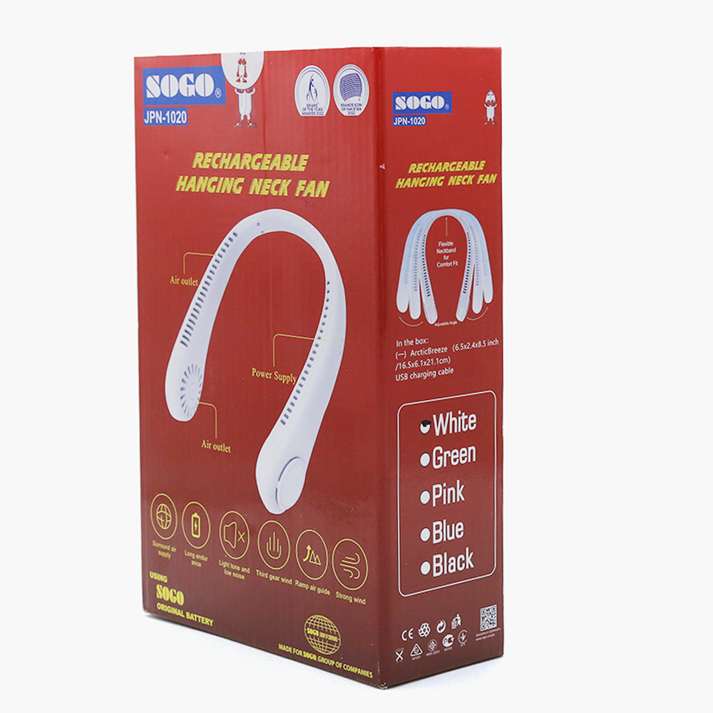 Sogo Rechargeable Hanging Neck Fan JPN-1020, Rechargeable Fan, Sogo, Chase Value