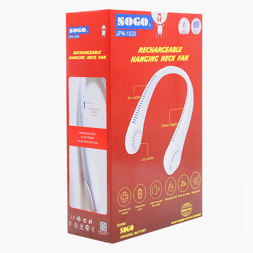 Sogo Rechargeable Hanging Neck Fan JPN-1020, Rechargeable Fan, Sogo, Chase Value