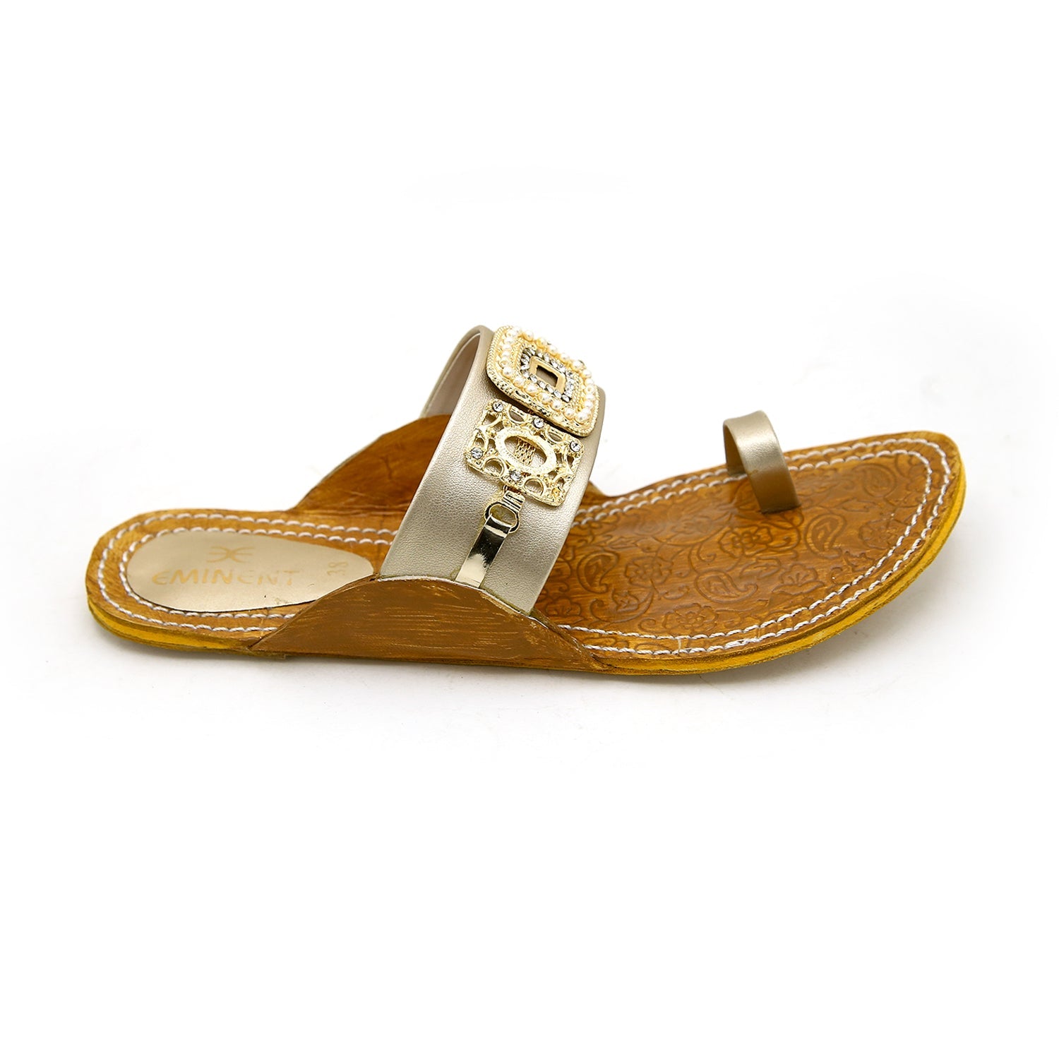 Eminent Women's Leather Kolhapuri - Golden, Women Slippers, Eminent, Chase Value