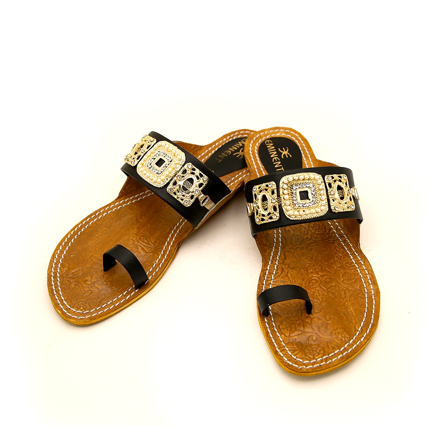 Eminent Women's Leather Kolhapuri  - Black, Women Slippers, Eminent, Chase Value