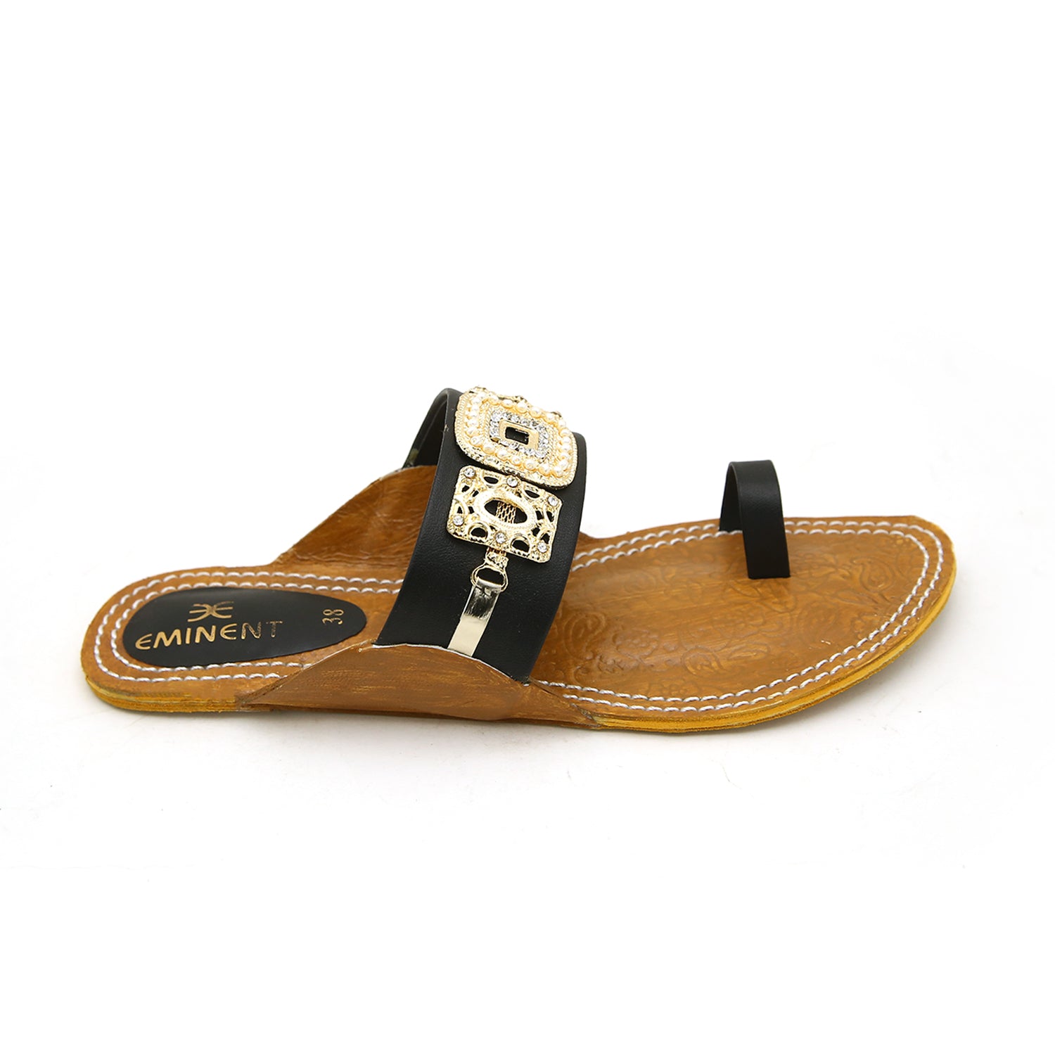 Eminent Women's Leather Kolhapuri  - Black, Women Slippers, Eminent, Chase Value