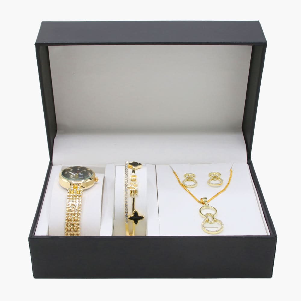Women's Watch Bracelet Set 3in1 - Golden, Women Watches, Chase Value, Chase Value