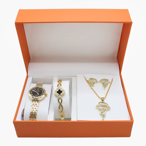 Women's Watch Bracelet Set 3in1 - Golden, Women Watches, Chase Value, Chase Value