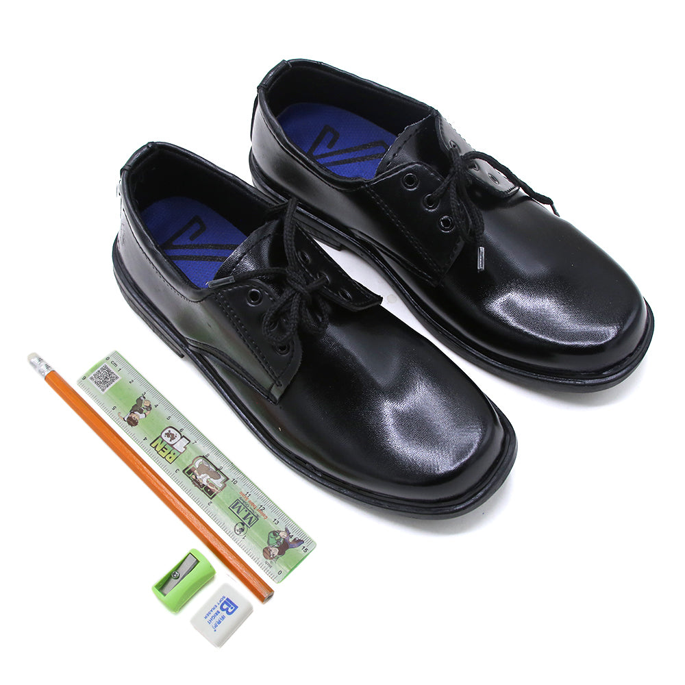 Boys School Laces Shoes - Black, Boys Formal Shoes, Chase Value, Chase Value