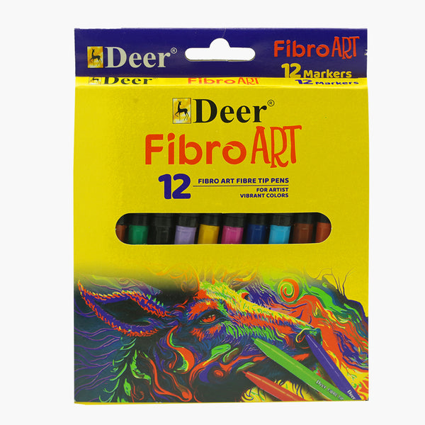 Deer Fiber Marker 12Pcs - Multi, Pencil Boxes & Stationery Sets, Deer, Chase Value