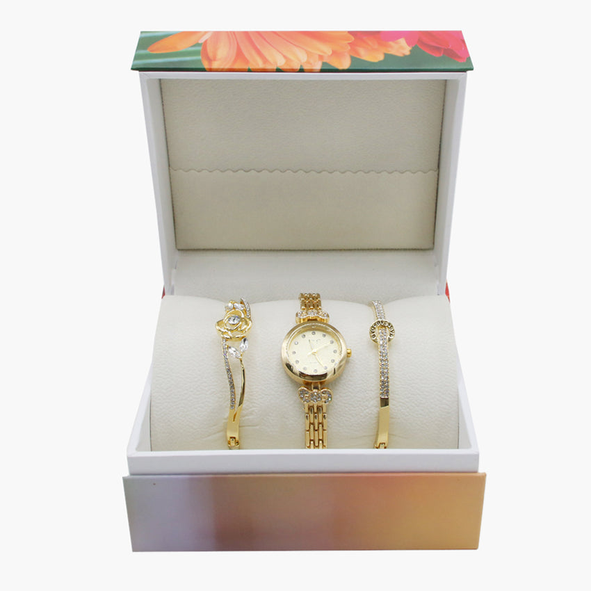 Women's Bracelet Set - Golden, Women Watches, Chase Value, Chase Value