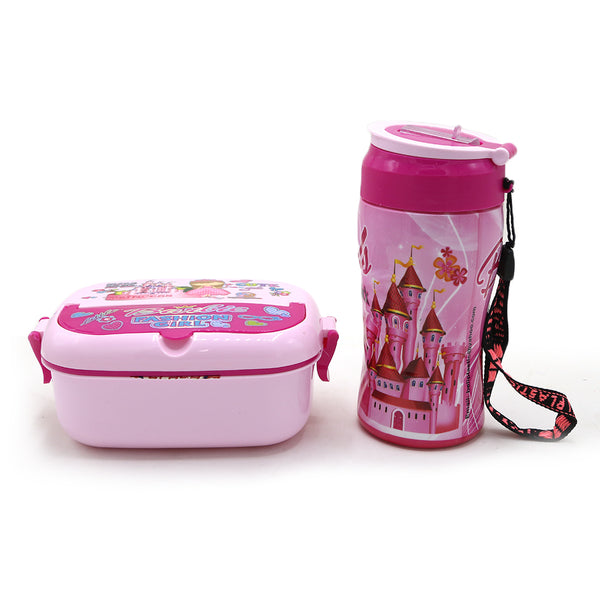 Water Bottle With Lunch Box Pack of 2 - Pink