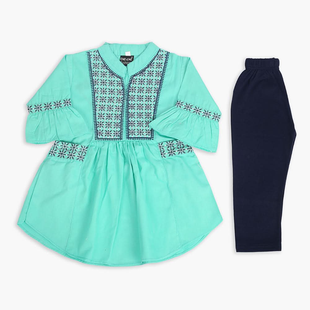 Girls Tights Suit - Sea Green, Girls Suits, Chase Value, Chase Value
