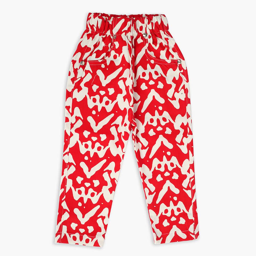 Girls Printed Pant - Red, Girls Pants & Capri, Chase Value, Chase Value