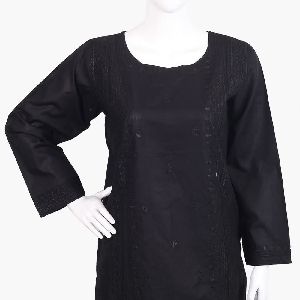 Women's Embroidered Kurti - Black, Women Ready Kurtis, Chase Value, Chase Value