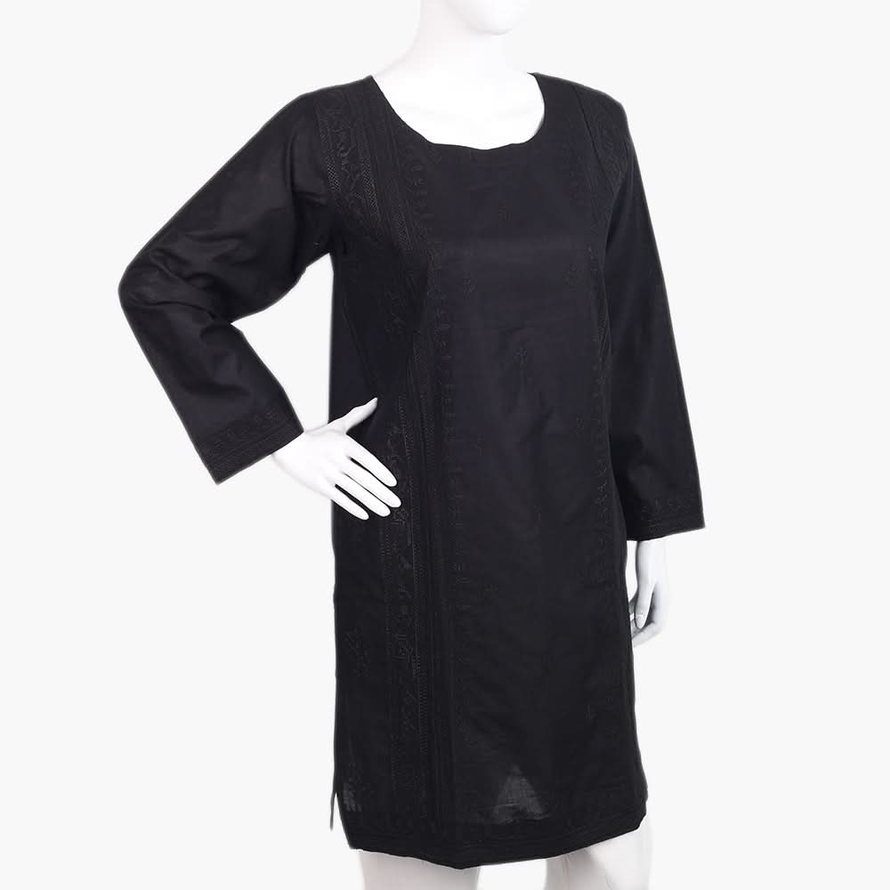 Women's Embroidered Kurti - Black, Women Ready Kurtis, Chase Value, Chase Value