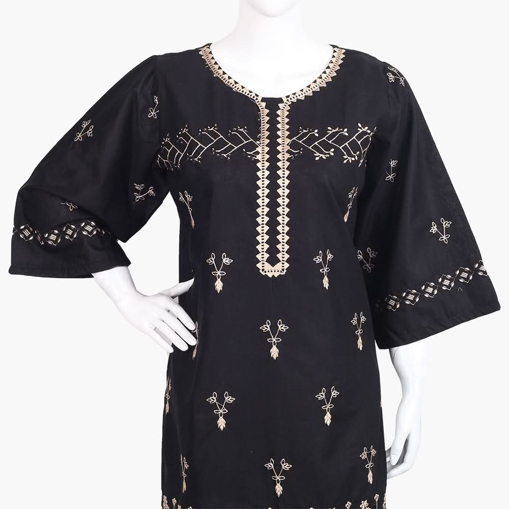 Women's Embroidered Kurti - Gold & Black, Women Ready Kurtis, Chase Value, Chase Value