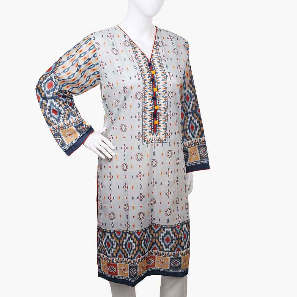 Women's Digital Printed Kurti - Grey, Women Ready Kurtis, Chase Value, Chase Value
